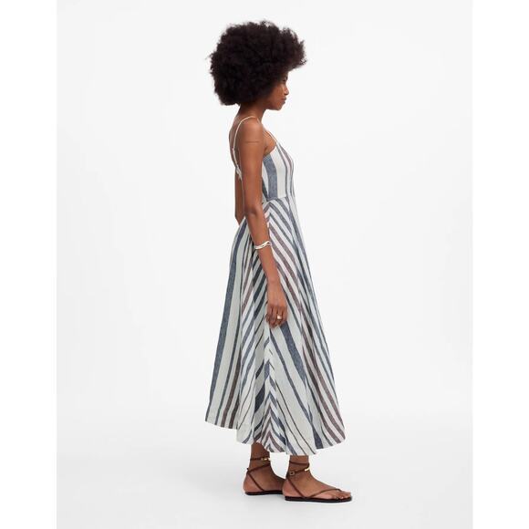 NWT Madewell Striped Circle Maxi Dress 100% Linen w/ Pockets Size 4 - Picture 2 of 6
